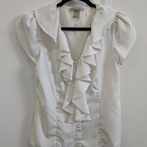 Elegant Cream Ruffled Women's Top